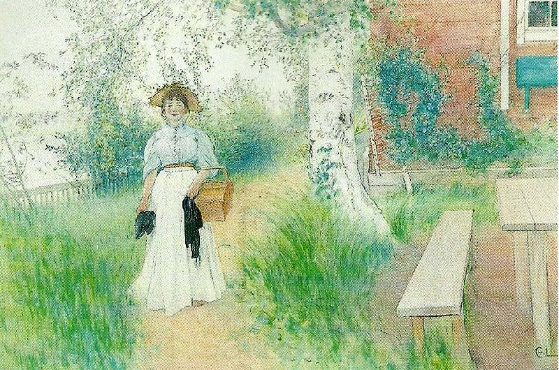 Carl Larsson martina  i tradgarden Norge oil painting art